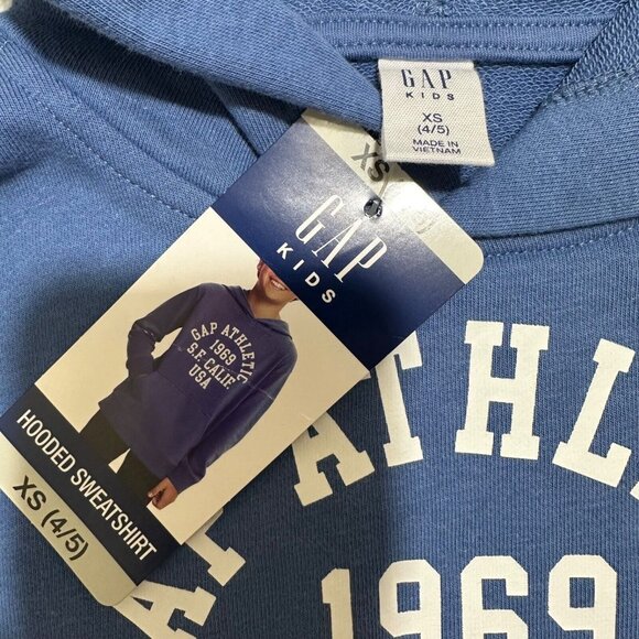 Gap Unisex Kids Size XS (4/5) Blue San Francisco‎ Logo Hooded Sweatshirt NWT - Picture 3 of 8